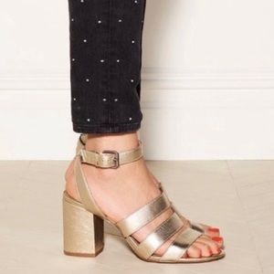 Madewell Gold Heeled Strappy Sandals